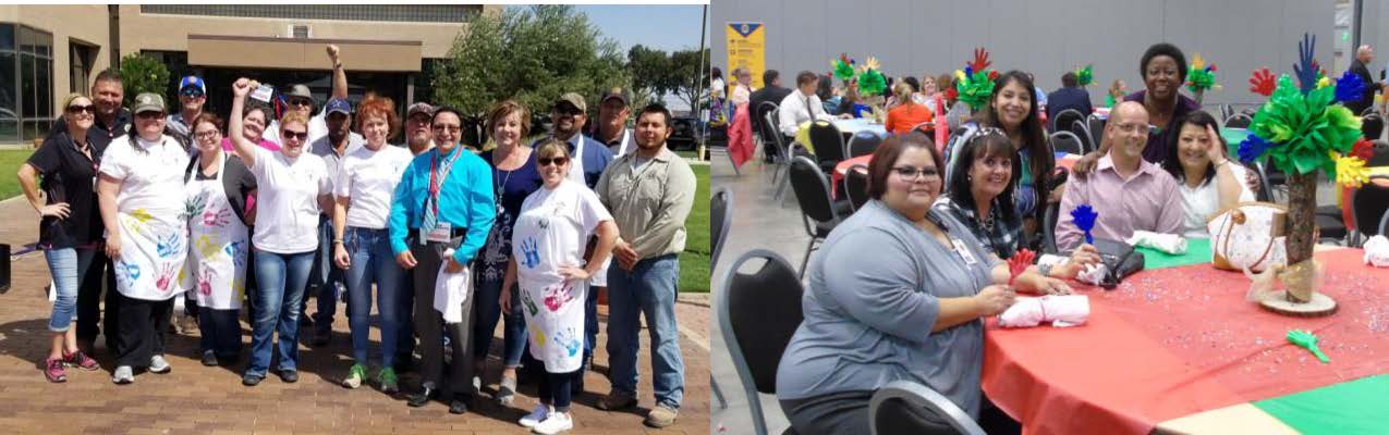 Midland County Employees Standing and Sitting Together